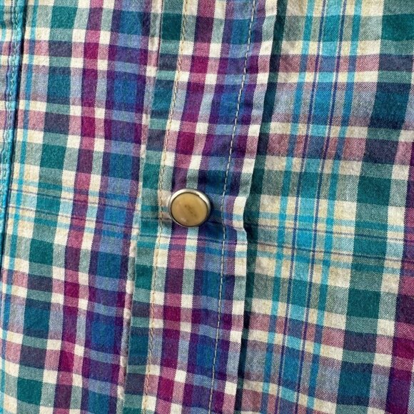 Jachs MFG. Shirt Adult XL Blue Purple White Plaid Flannel Heritage Button Down - Picture 9 of 9